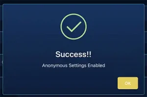 Enable anonymous settings