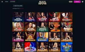 Beter Live games at Blockspin casino