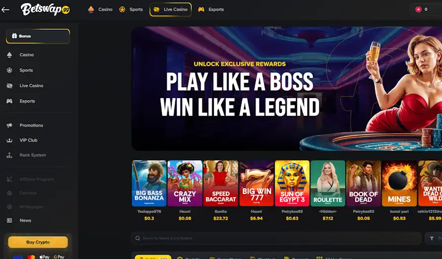 Landscape screenshot image #1 for BetSwap Casino