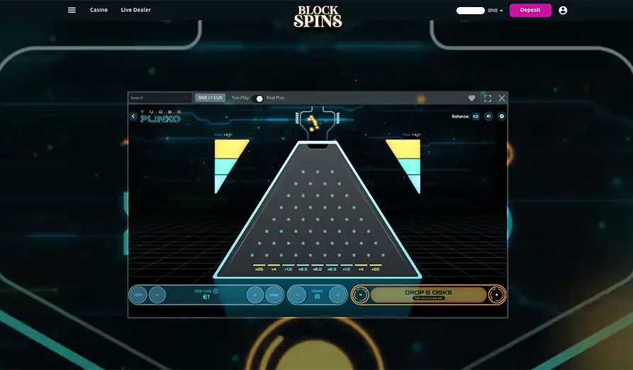 Landscape screenshot image #1 for Blockspins Casino