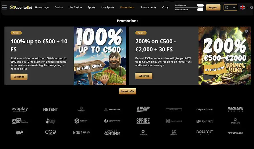 Landscape screenshot image #1 for Favorito Bet Casino