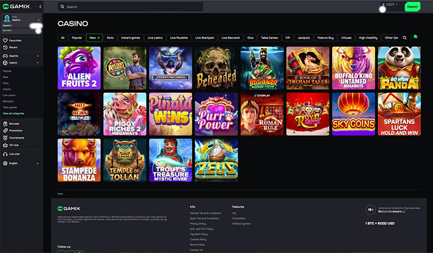 Landscape screenshot image #1 for Gamix Casino