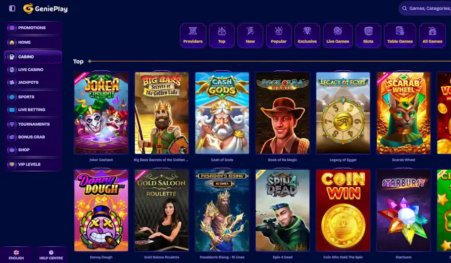 Landscape screenshot image #1 for Genie Play Casino