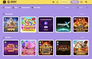 Goat Casino's popular games