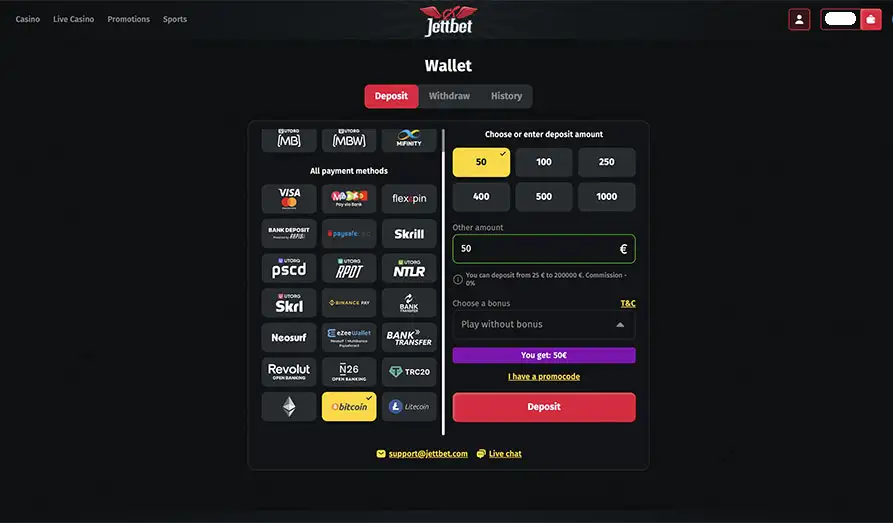 Landscape screenshot image #1 for Jett Bet Casino