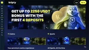 Kripty Casino frontpage