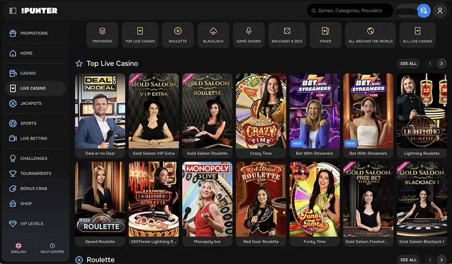 Landscape screenshot image #1 for Mr Punter Casino