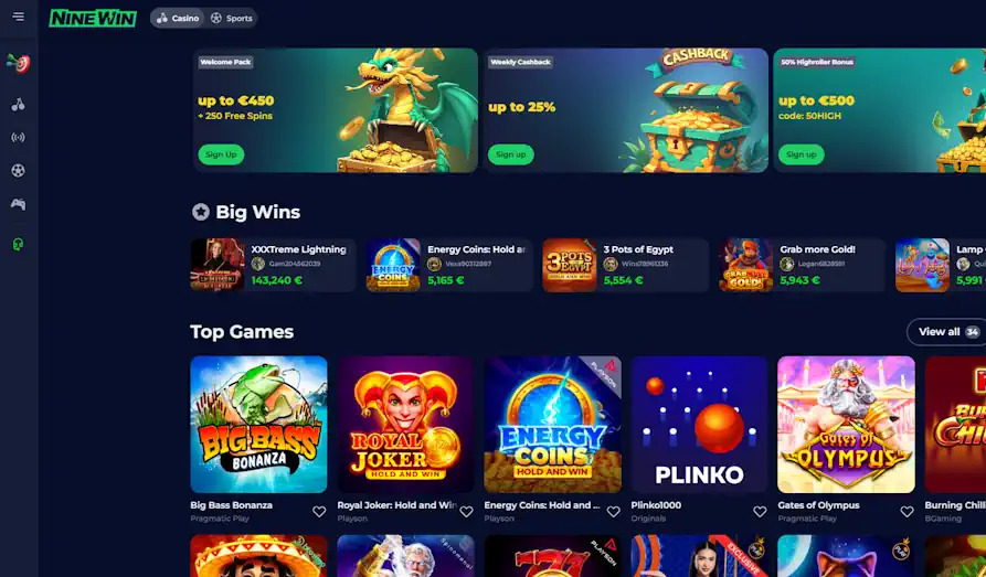 Landscape screenshot image #1 for Nine Win Casino