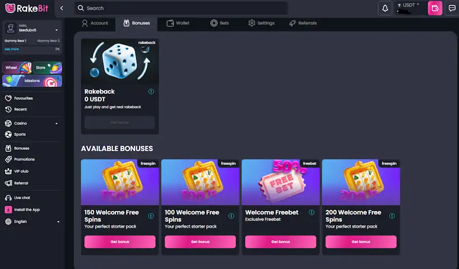 Landscape screenshot image #1 for Rakebit Casino