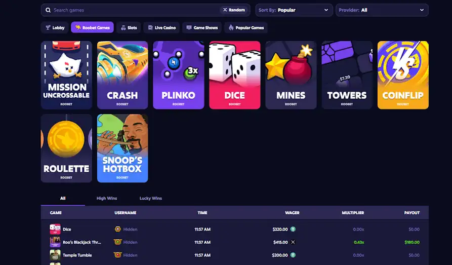 Landscape screenshot image #1 for Roobet Casino