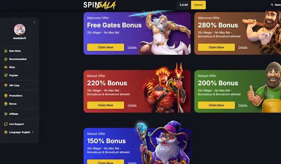 Landscape screenshot image #1 for Spinsala Casino