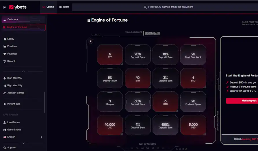 Landscape screenshot image #1 for Ybets Casino